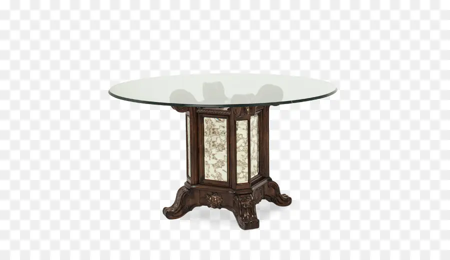 Mesa Com Tampo De Vidro，Base De Madeira PNG