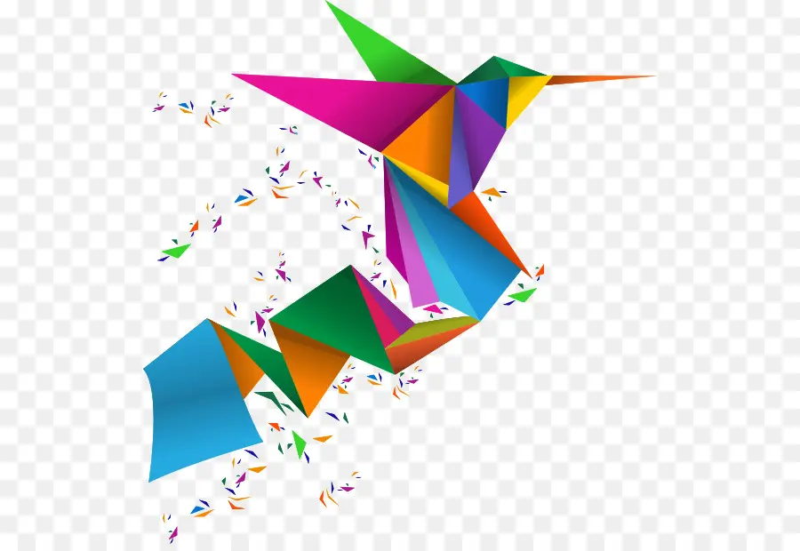 Pássaro De Origami，Colorido PNG