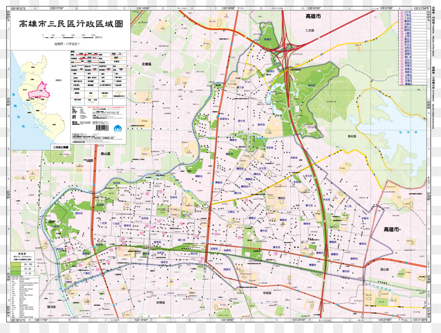 Zuoying Distrito，高雄市行政区划 PNG