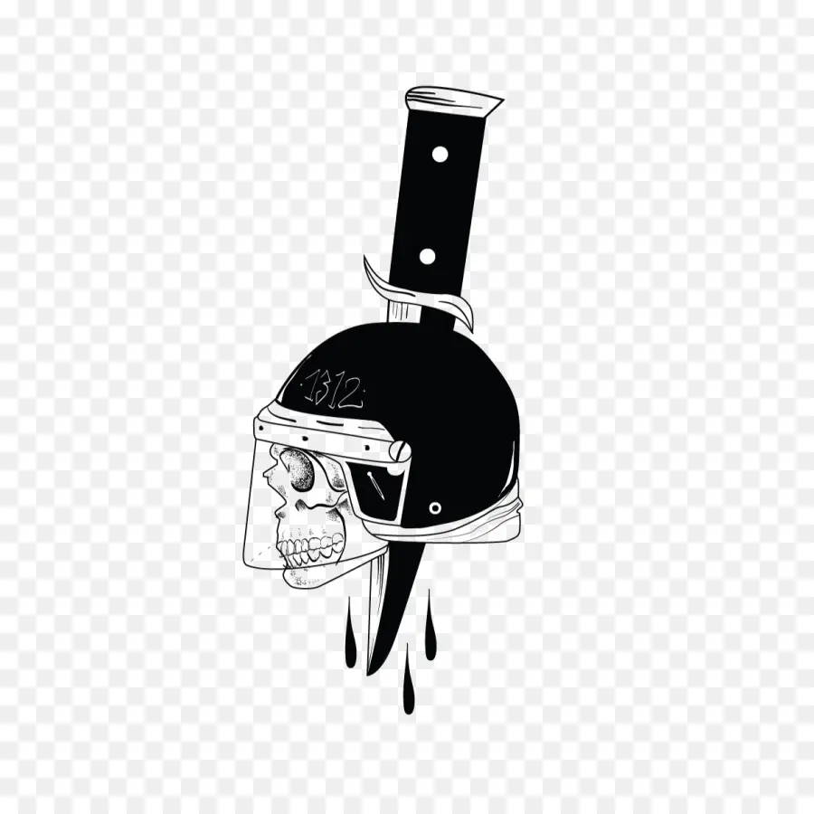 Caveira Com Faca，Capacete PNG