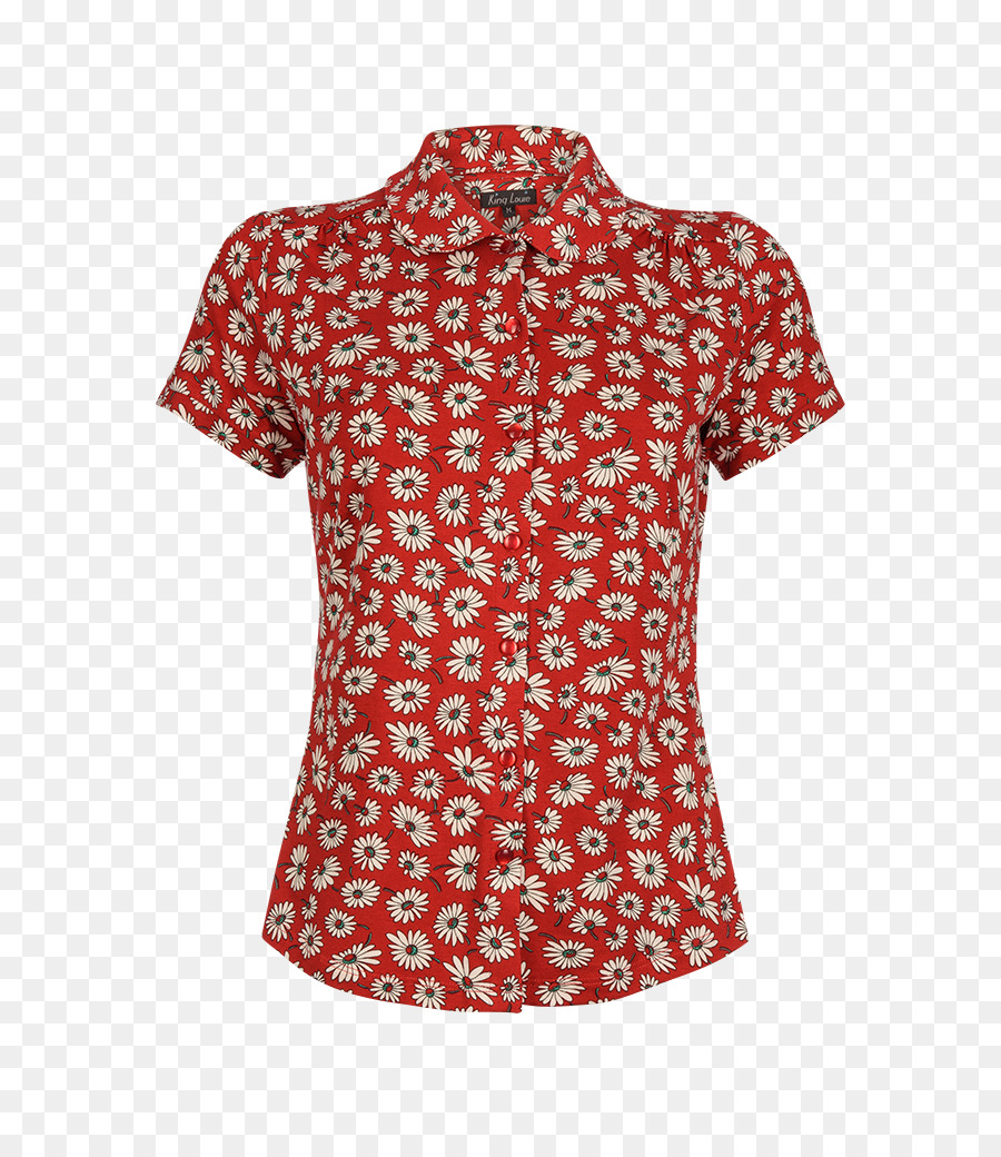 Camisa Floral Vermelha，Manga Curta PNG