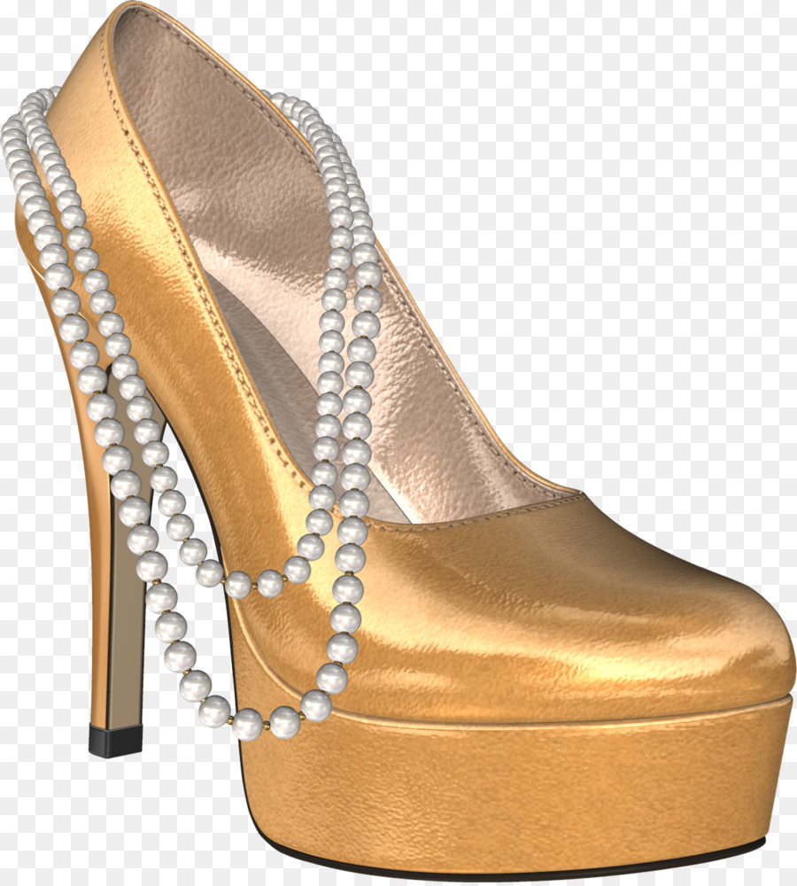 Sapato Dourado De Salto Alto，Moda PNG