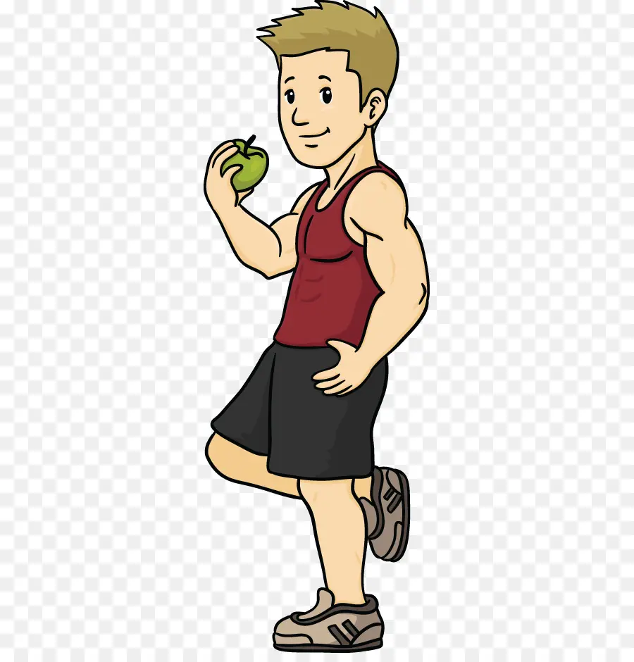 Homem De Desenho Animado Com Apple，Personagem PNG