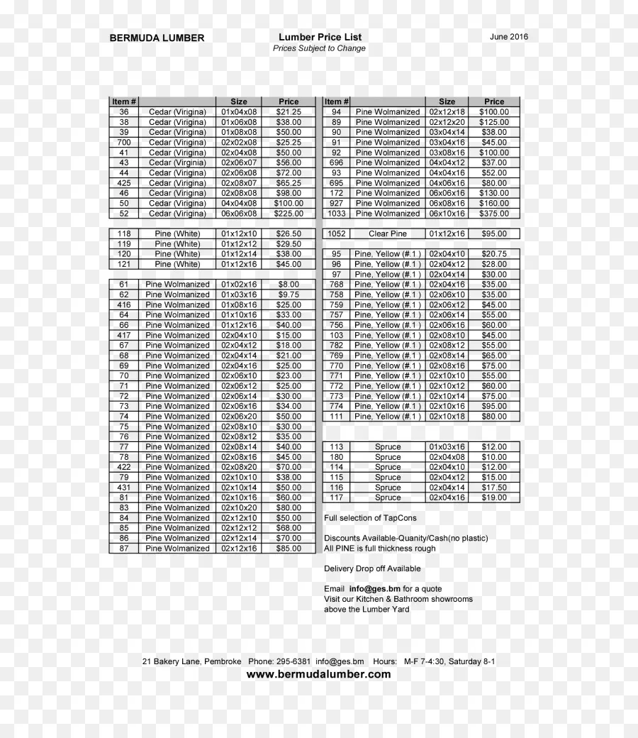 Lista De Preços De Madeira Serrada，Preços PNG