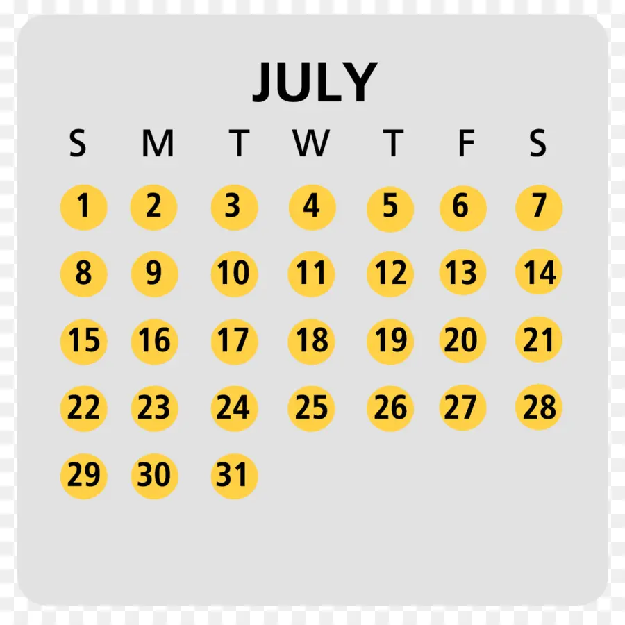 Calendário De Julho，Datas PNG