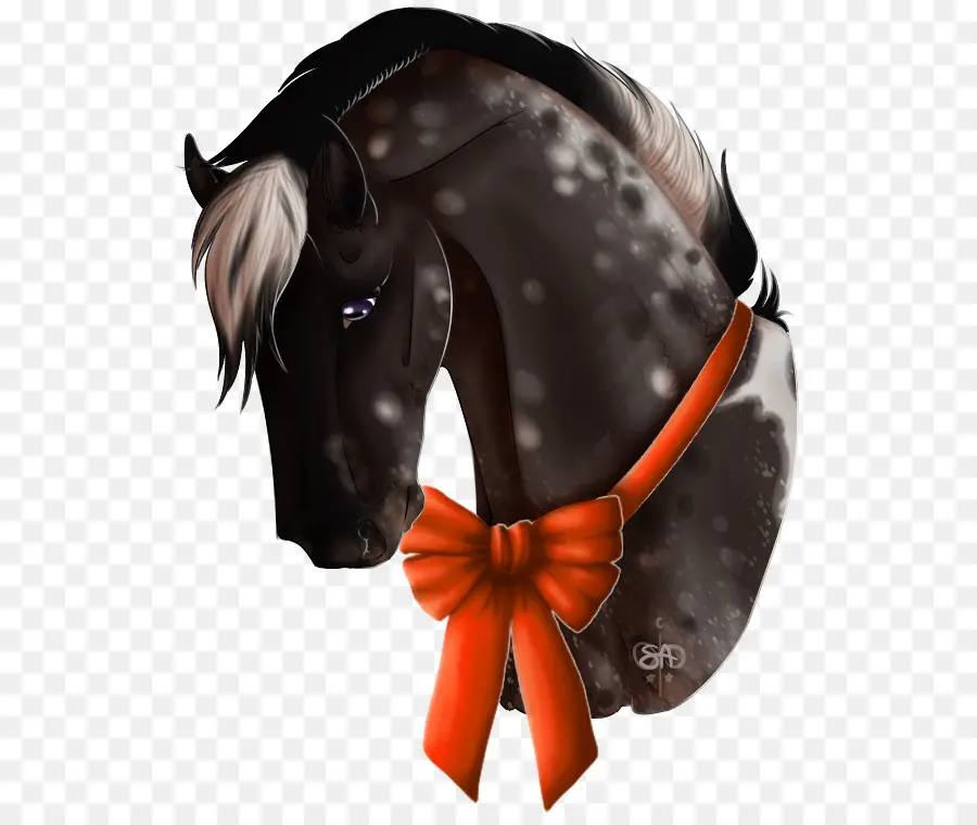 Cavalo Preto，Laço Vermelho PNG