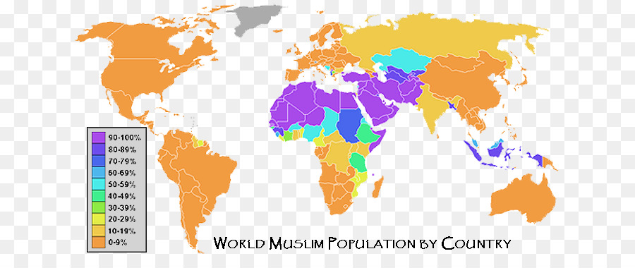 Mapa Mundial，População Muçulmana PNG