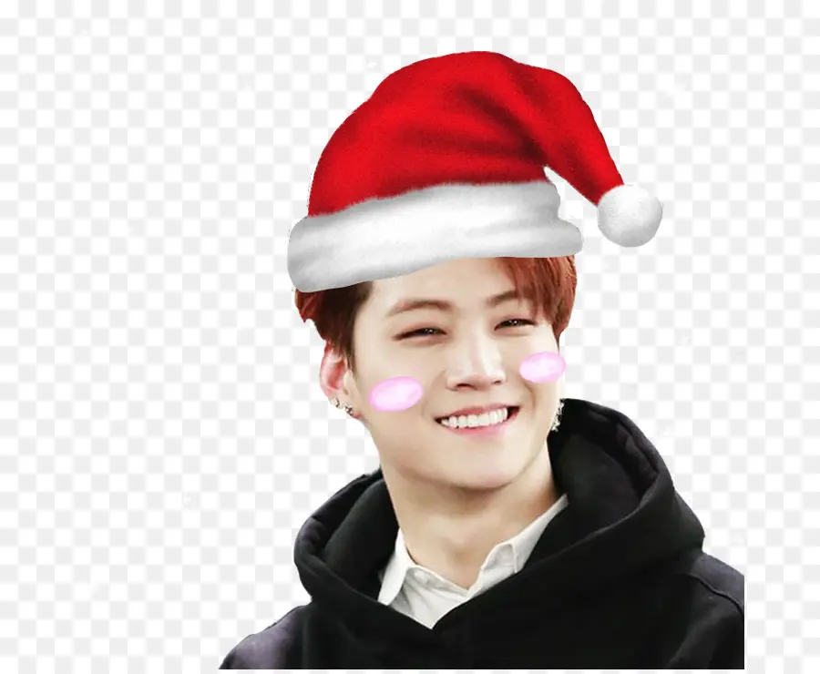 Pessoa Com Chapéu De Papai Noel，Sorrindo PNG