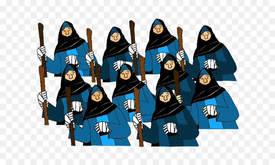 Figuras Vestidas De Azul，Cajados PNG