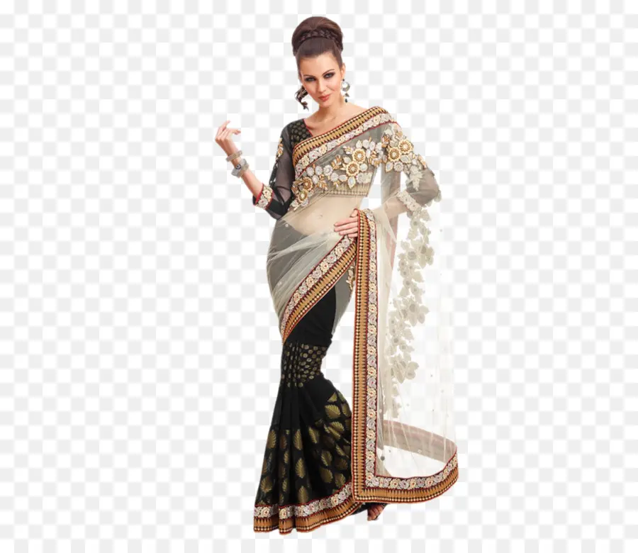 Mulher Em Saree De Grife，Saree PNG