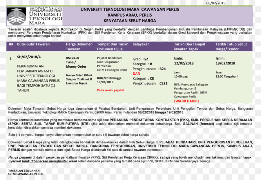 Uitm Perlis，Página Da Web PNG