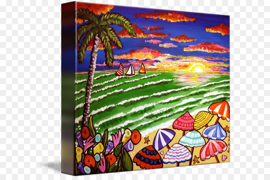 Pintura Colorida De Praia，Praia PNG