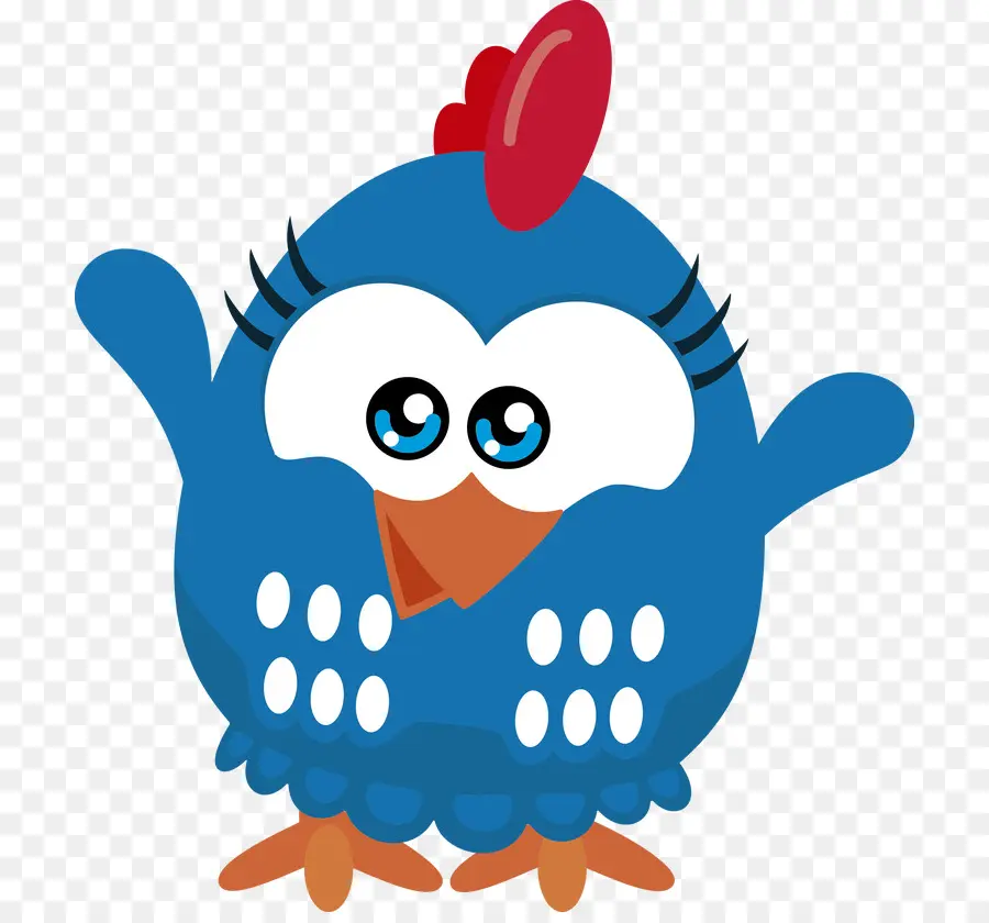 Frango Azul Dos Desenhos Animados，Pente Vermelho PNG