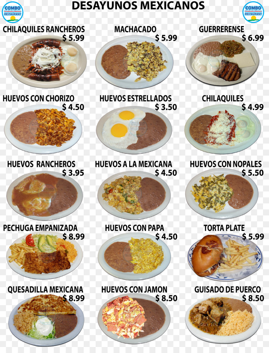 Menu De Café Da Manhã Mexicano，Comida PNG