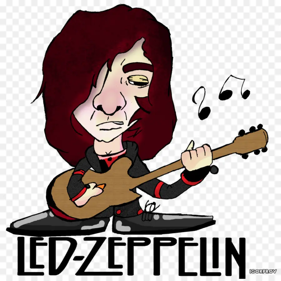 Desenho Animado Do Led Zeppelin，Guitarra PNG