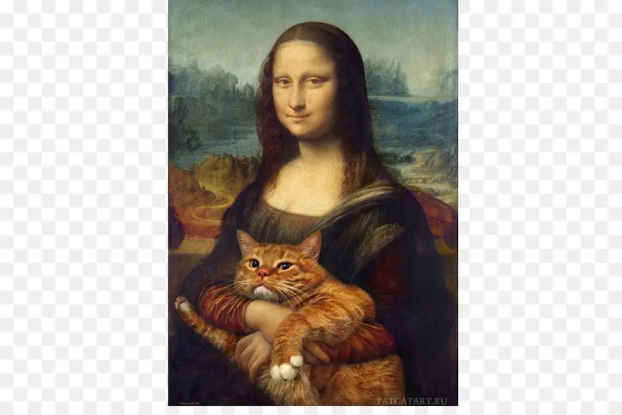 Mona Lisa Com Gato，Pintura PNG