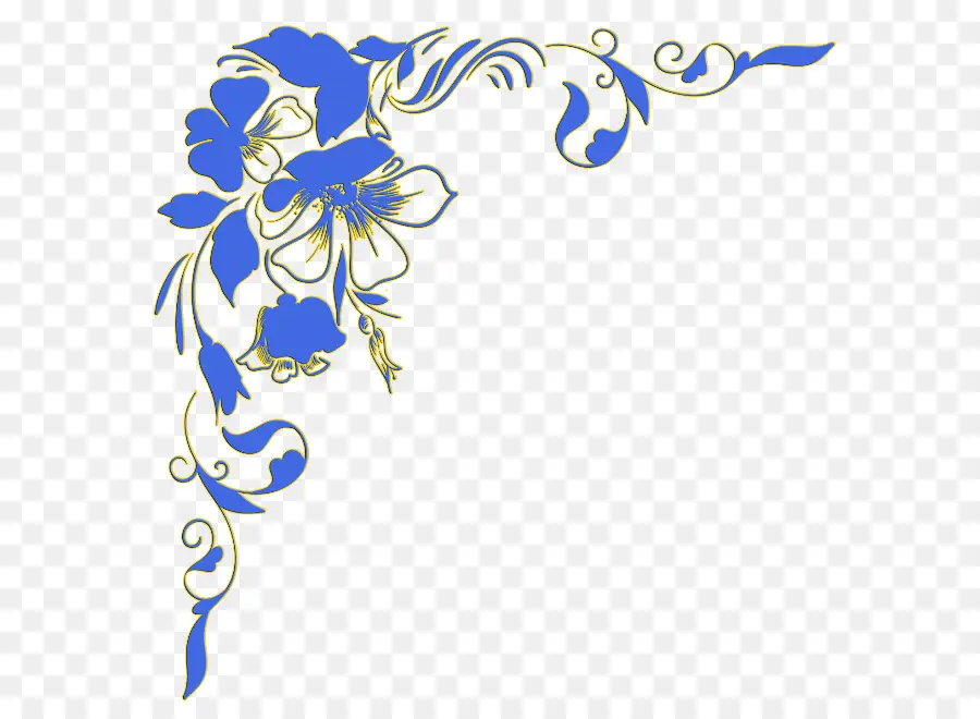 Desenho Floral，Azul PNG