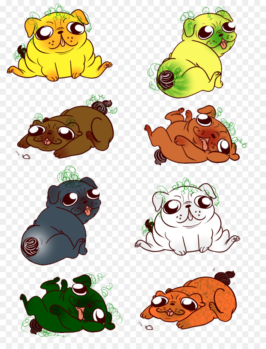 Pugs Coloridos，Cães PNG