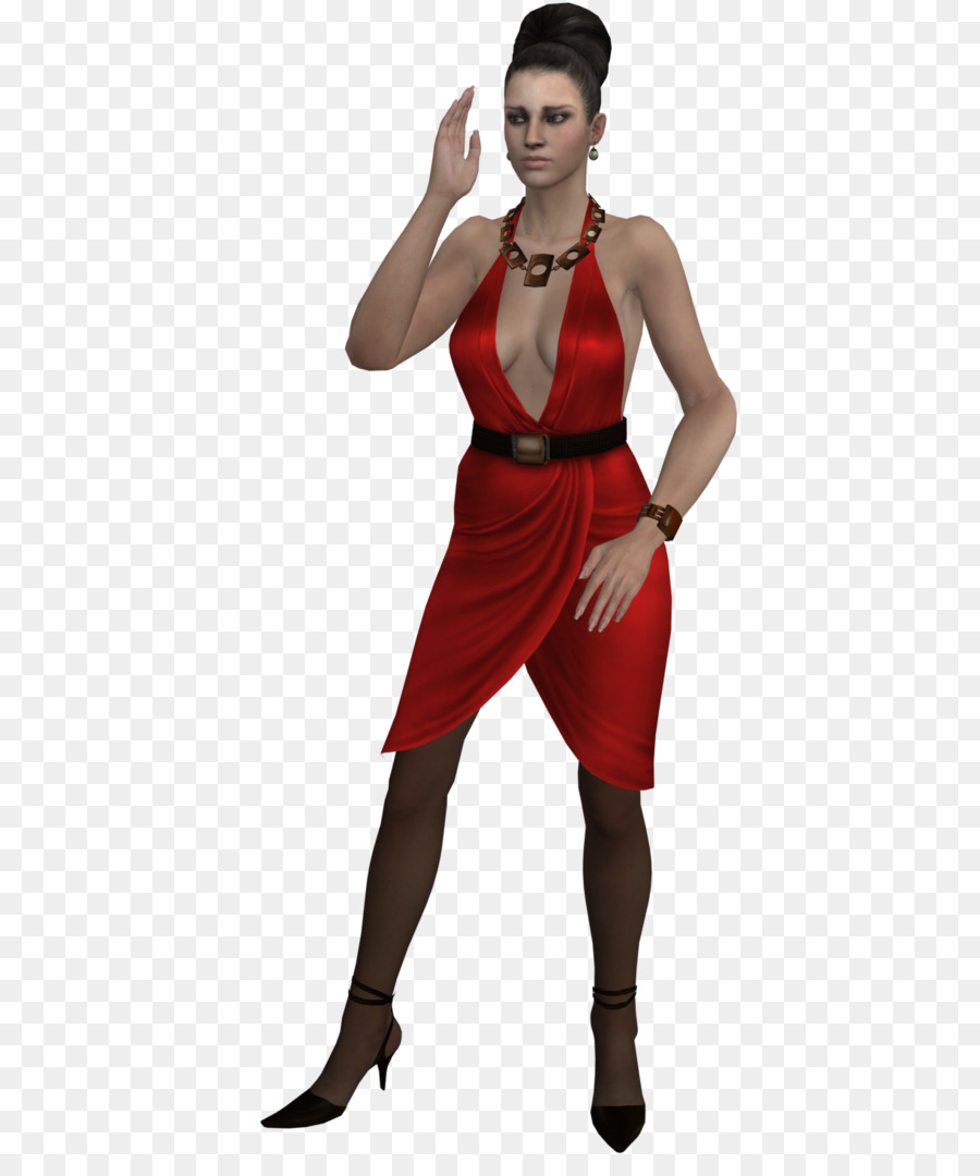 Mulher De Vestido Vermelho，Moda PNG