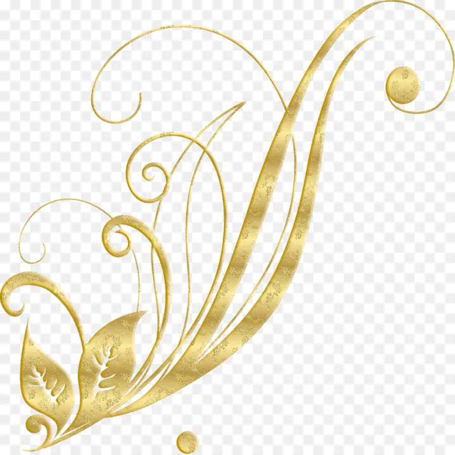 Design Floral Dourado，Ornamento PNG