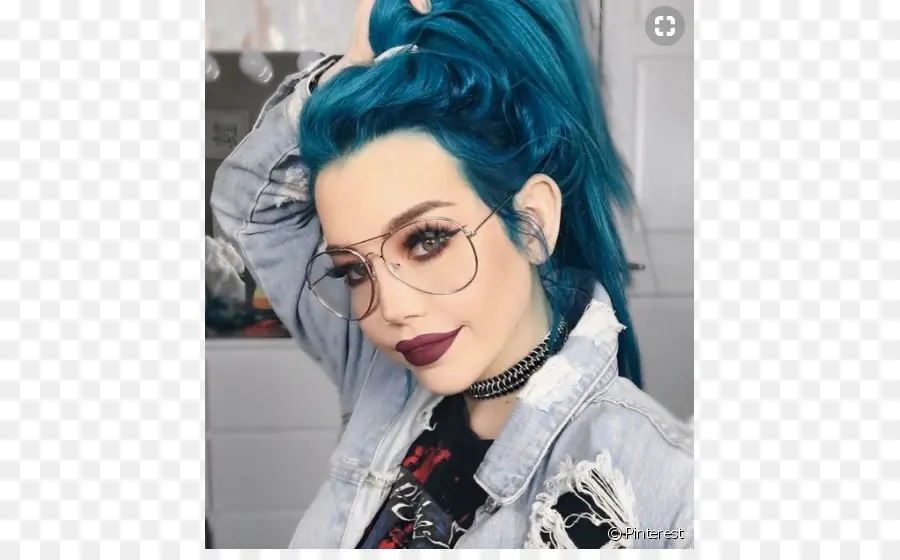 Mulher Com Cabelo Azul，Moda PNG