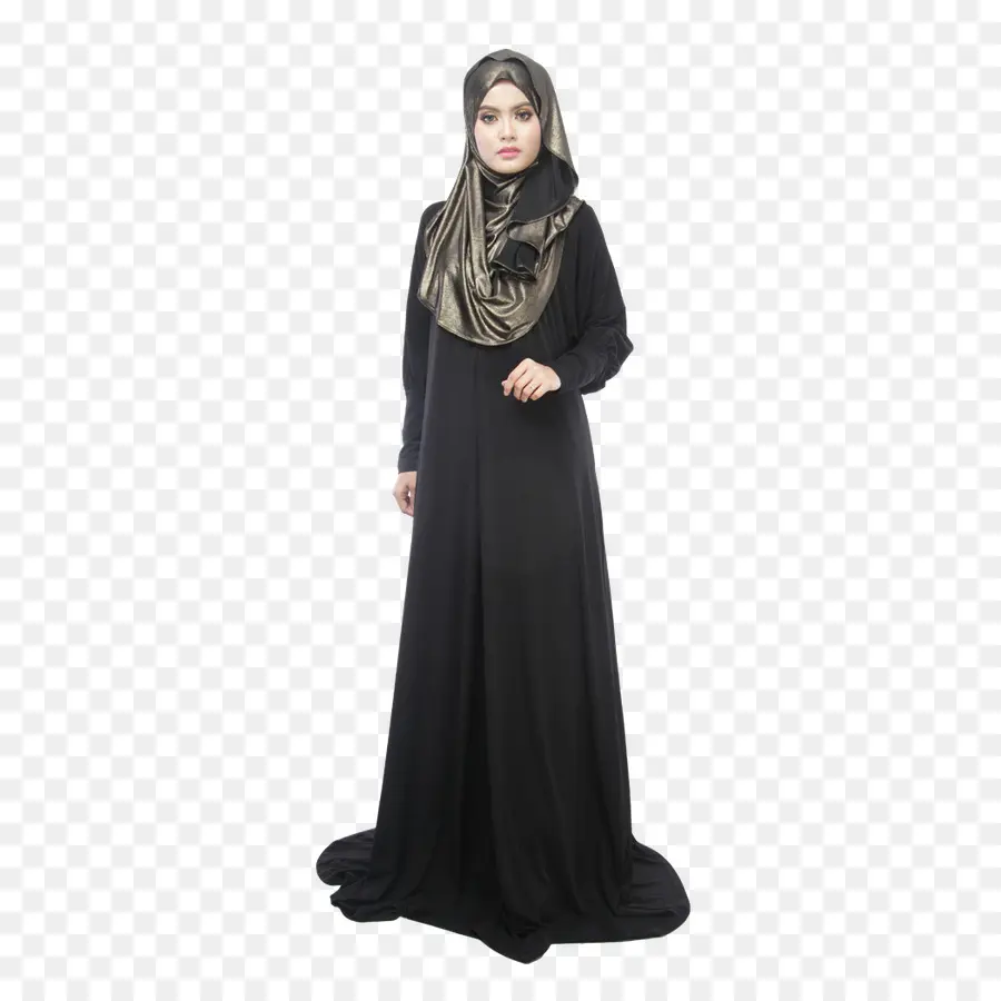 Mulher De Vestido Preto，Hijab PNG