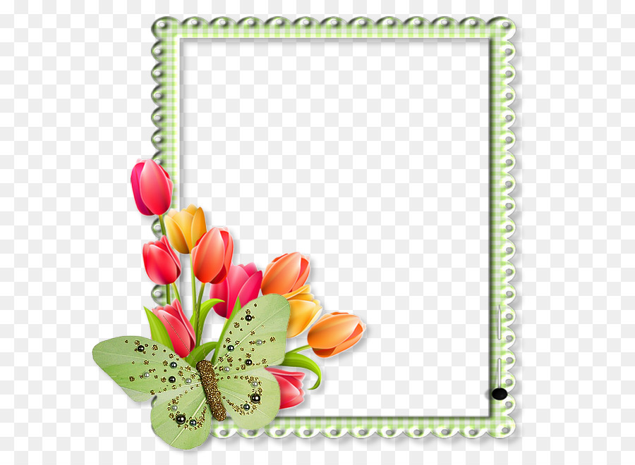 Moldura Floral Com Borboleta，Flores PNG