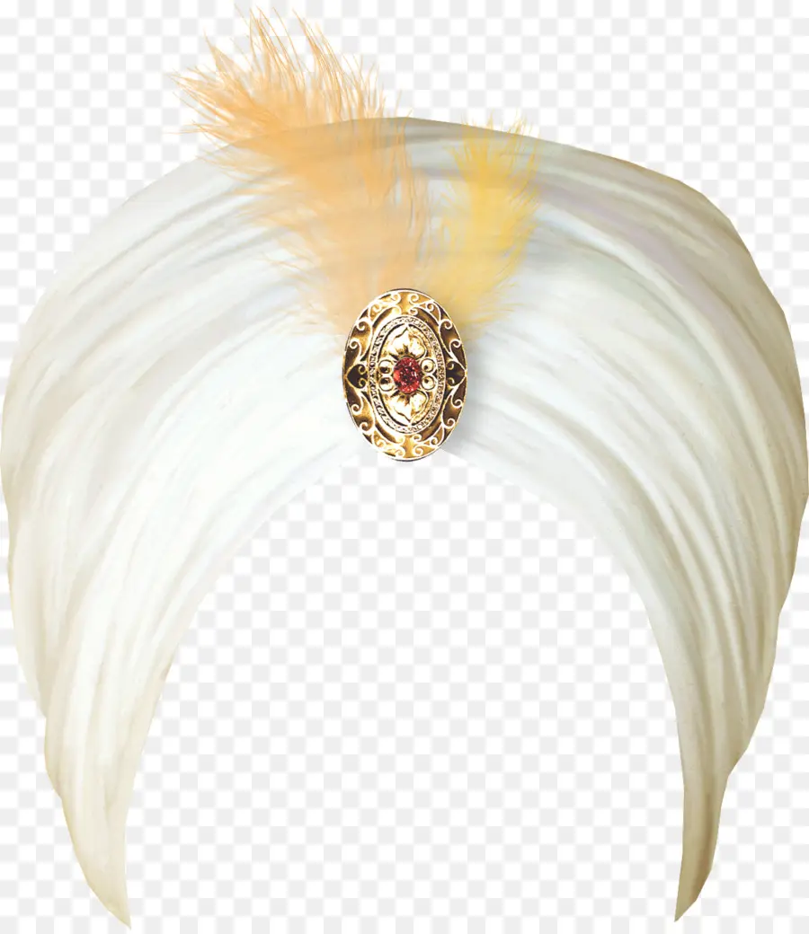 Turbante Branco Com Pena，Pano PNG