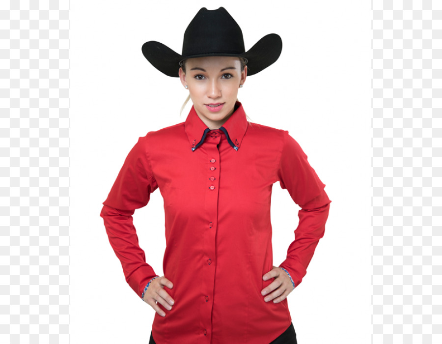 Mulher De Camisa Vermelha E Chapéu Preto，Chapéu De Vaqueiro PNG