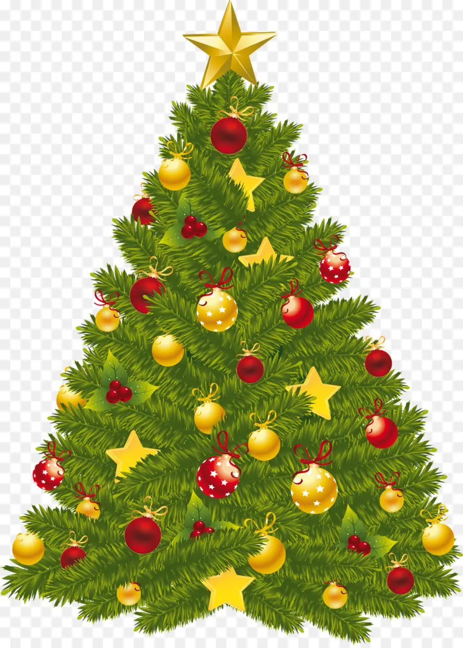 Árvore De Natal Dourada，Decorações PNG