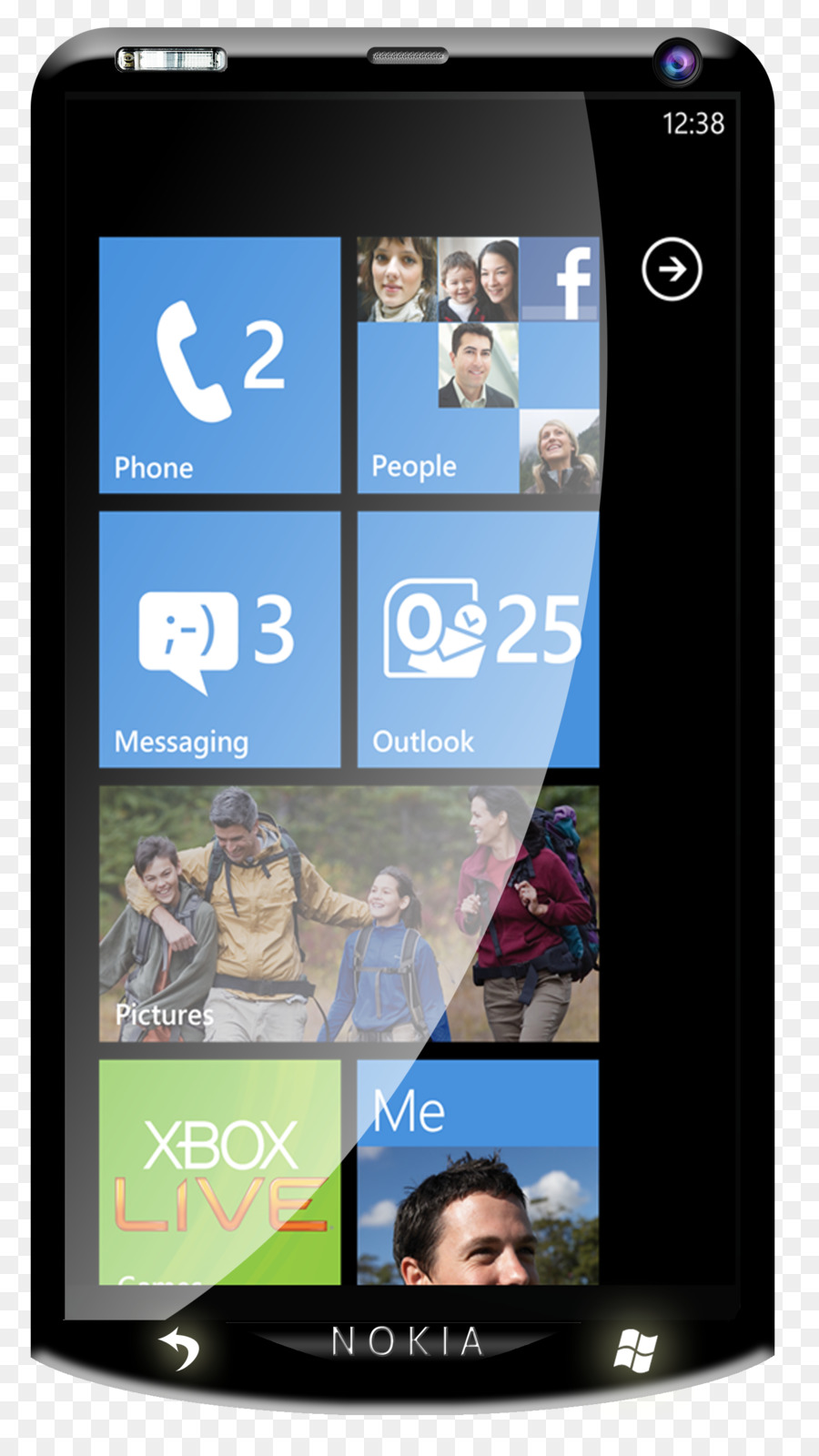 O Htc 7 Trophy，O Windows Phone 7 PNG
