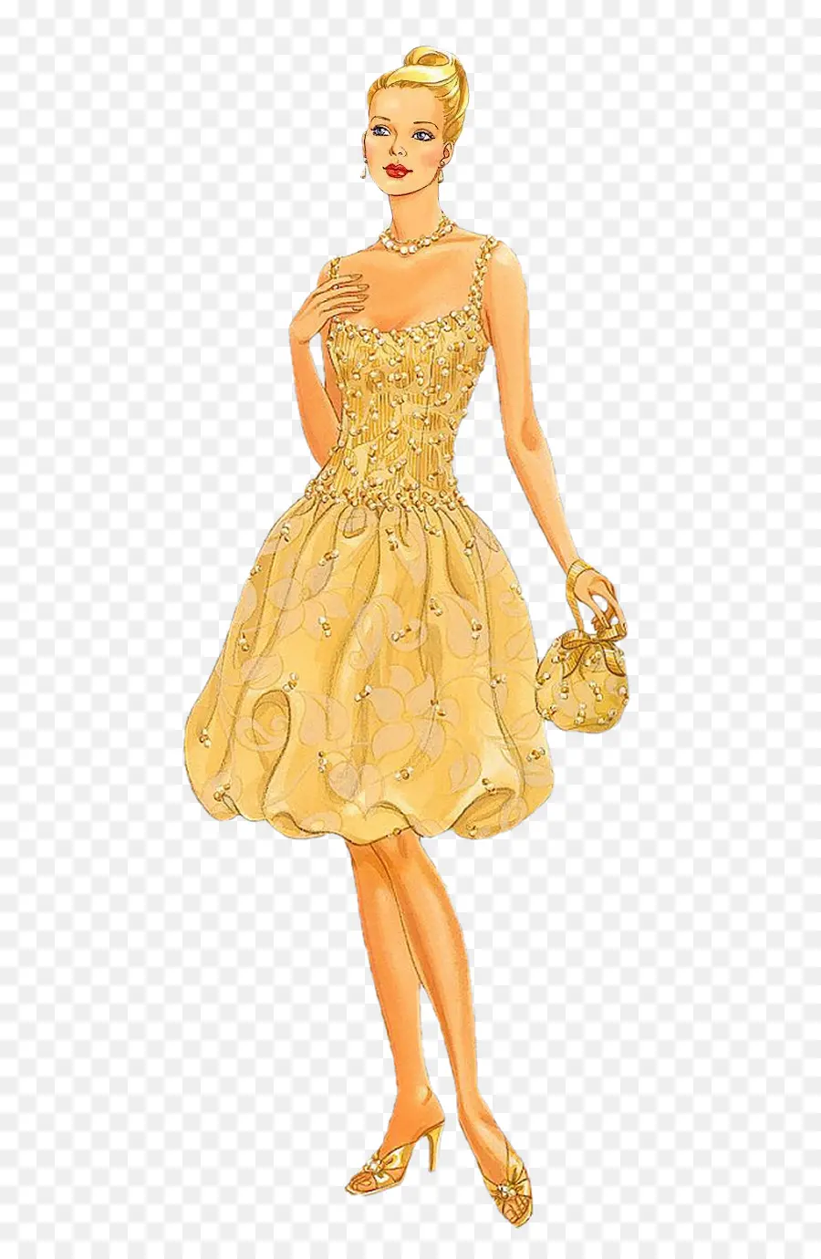 Vestido Dourado，Bolsa PNG