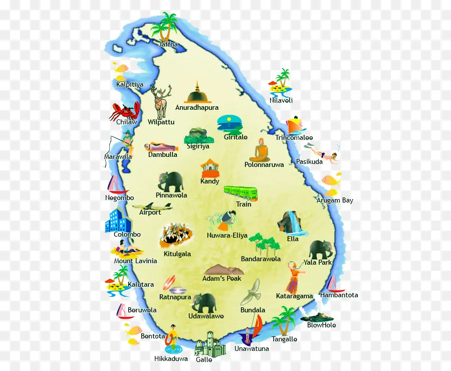 Mapa Do Sri Lanka，Turismo PNG