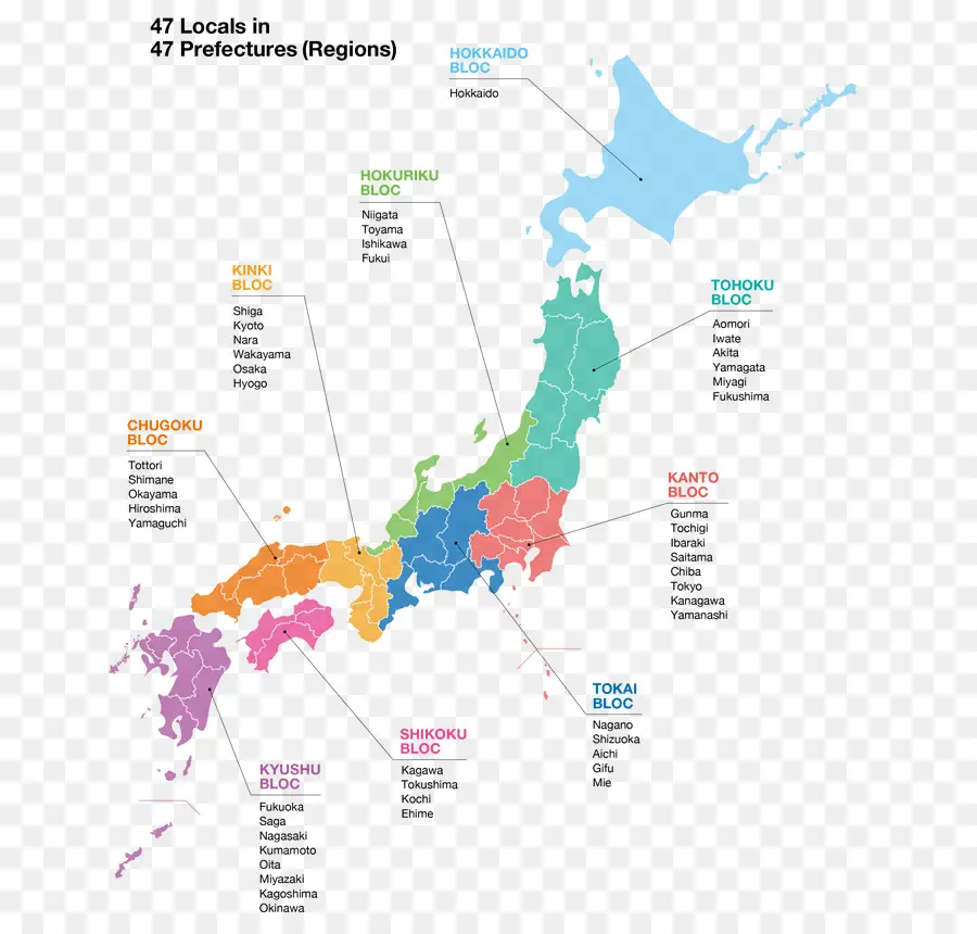 Mapa Do Japão，Prefeituras PNG