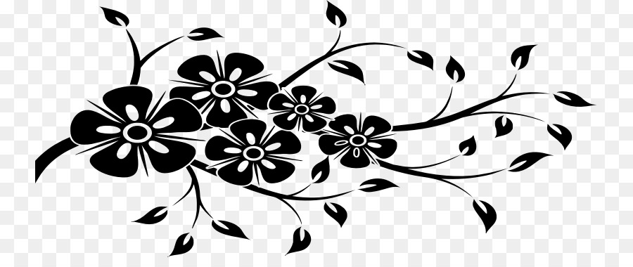 Design Floral Preto，Flor PNG