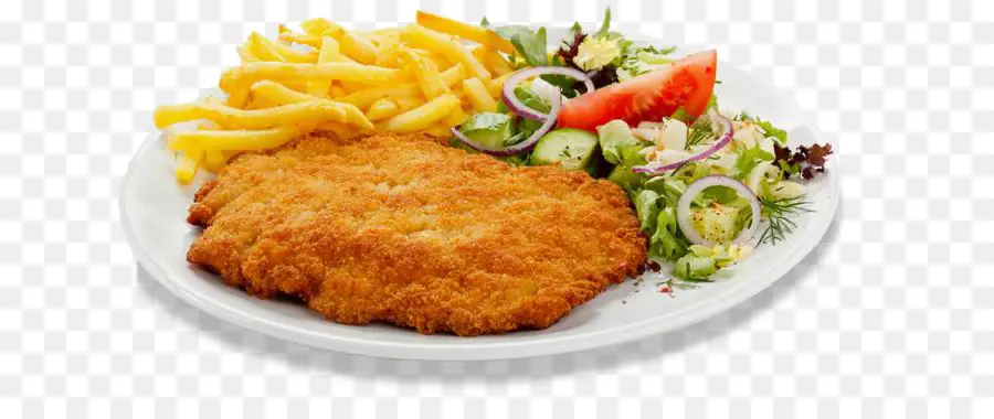 Schnitzel，Batatas Fritas PNG