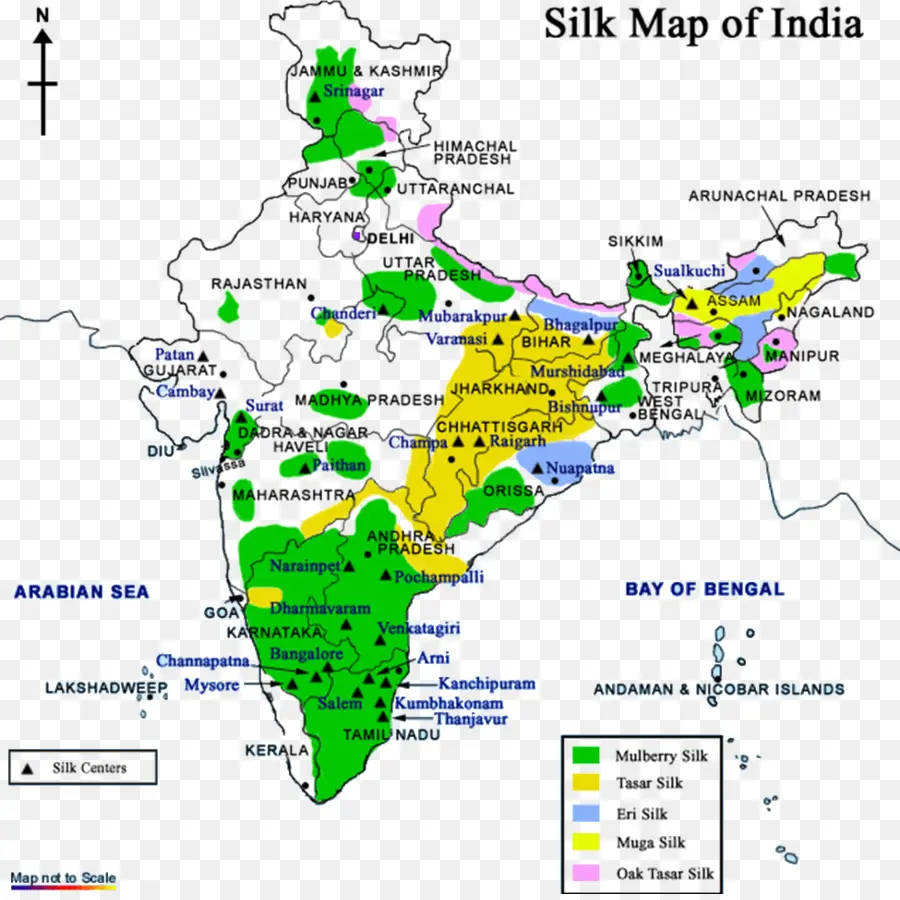 Mapa Da Seda Da Índia，Produção De Seda PNG