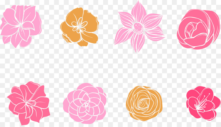 Doodles De Flores，Flor Rosa PNG