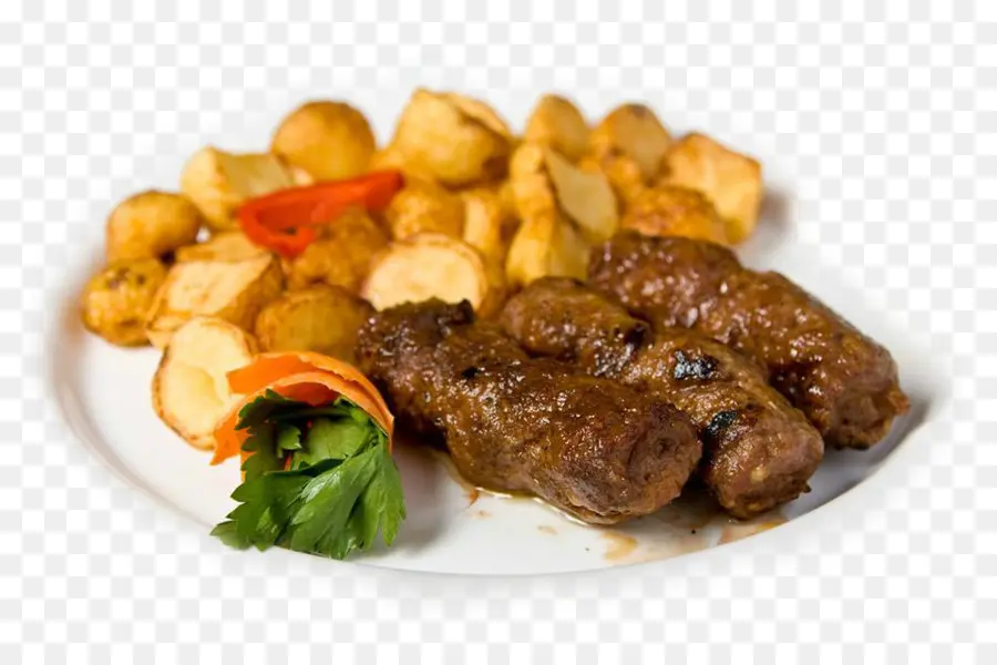 Carne Grelhada E Batatas，Prato PNG