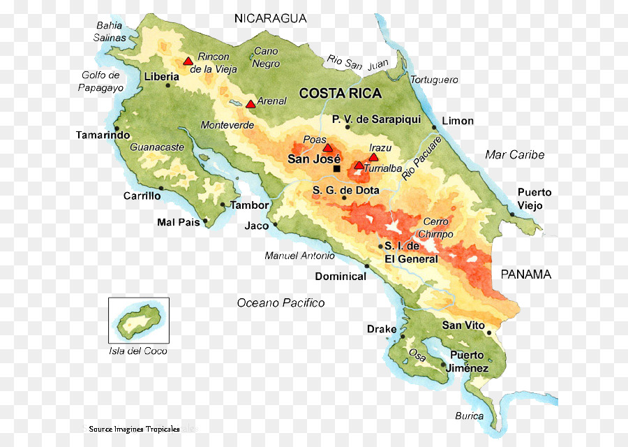 Mapa Da Costa Rica，Geografia PNG