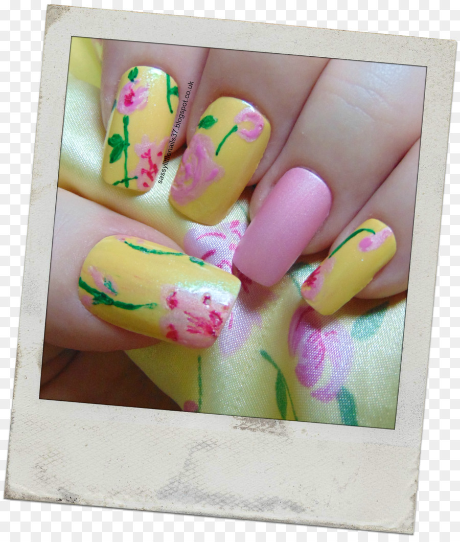 Arte Floral Em Unhas，Unhas Amarelas PNG