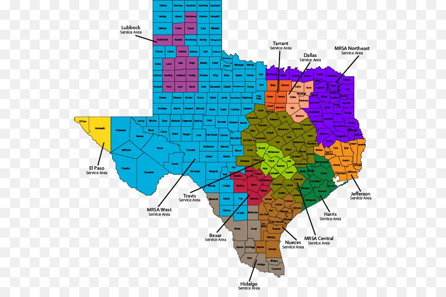 Mapa Do Texas，áreas De Serviço PNG