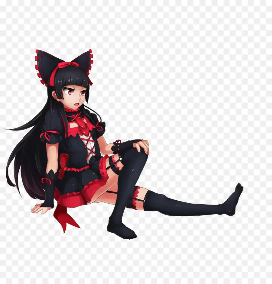 Garota Anime，Vermelho E Preto PNG