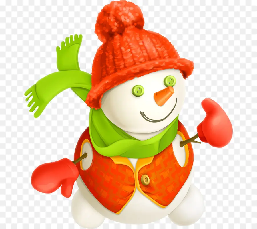 Boneco De Neve Com Luvas Vermelhas，Chapéu PNG