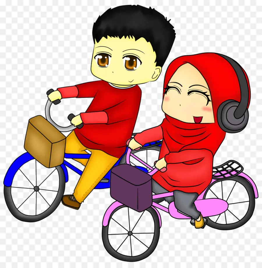 Casal De Desenhos Animados Em Bicicletas，Ciclismo PNG