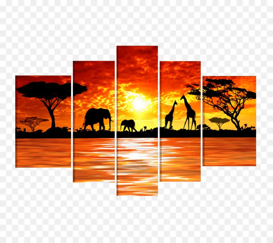 Pôr Do Sol Africano，Elefantes PNG