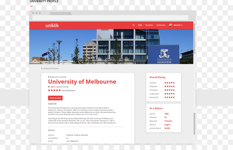 Universidade De Melbourne，Página Da Web PNG