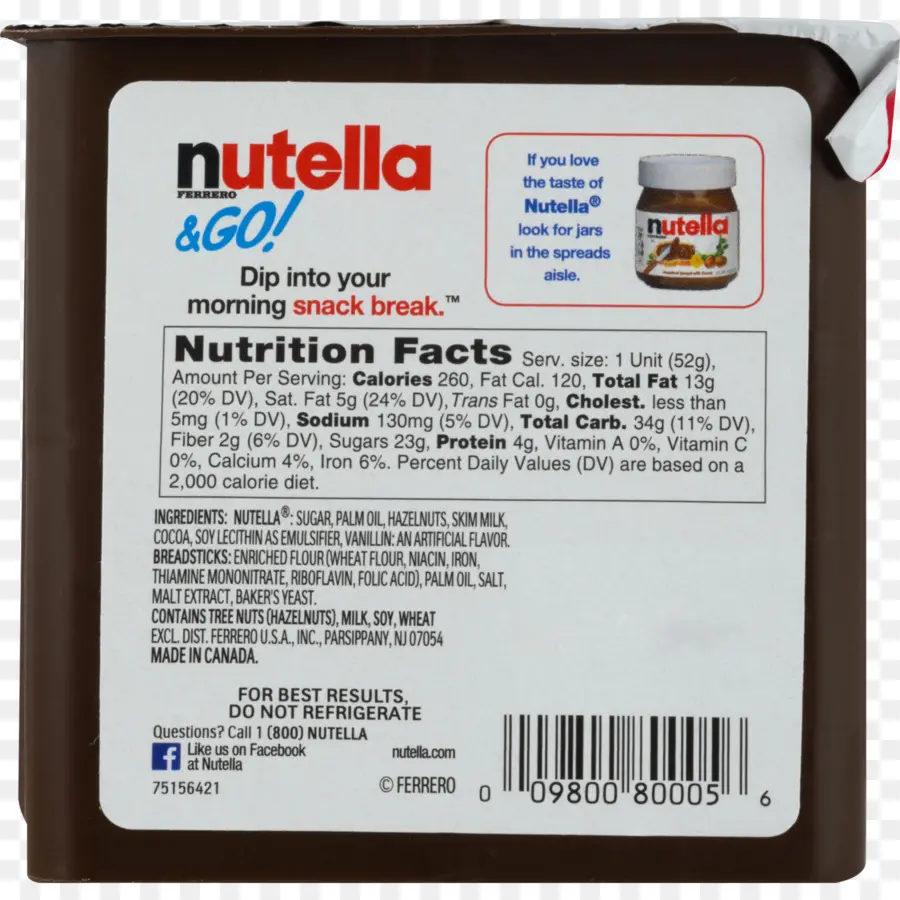 Lanche Nutella，Embalagem PNG