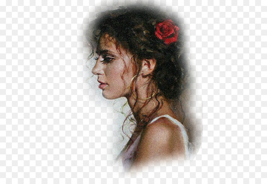 Mulher Com Rosa Vermelha，Perfil PNG