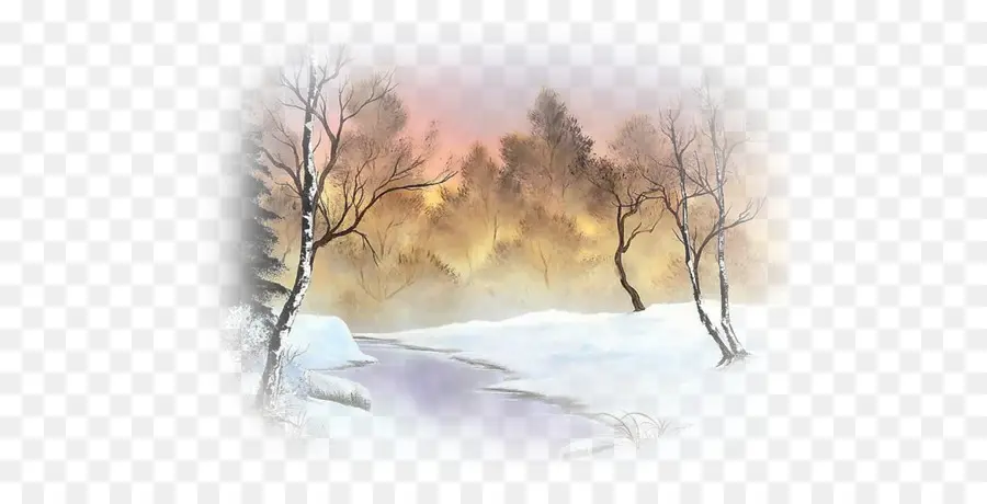 Noite De Inverno，Pintura De Paisagem PNG